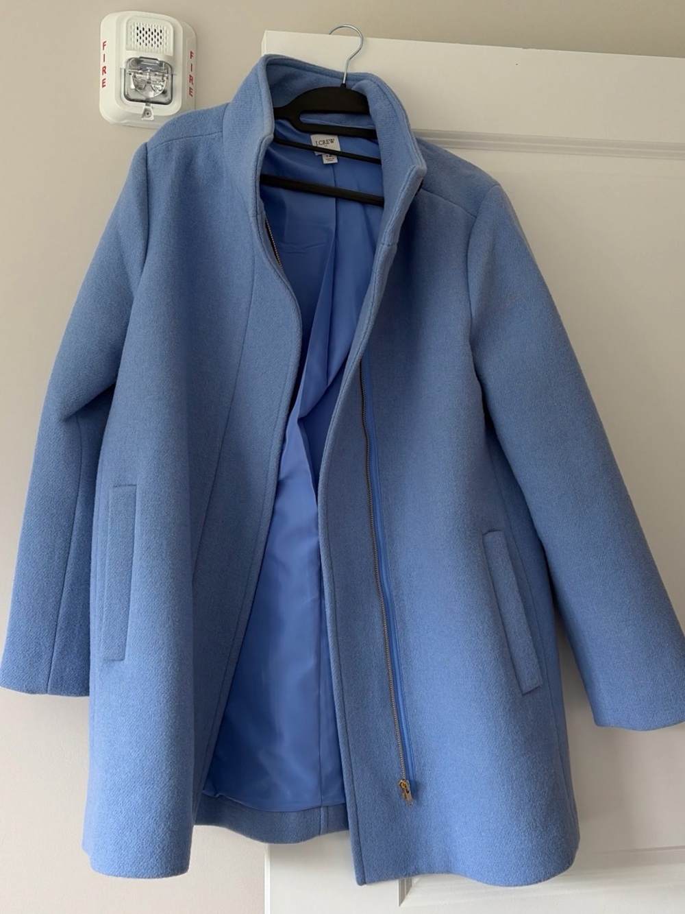 KATE SPADE New York Light Blue Wool Blend Funnel Coat
